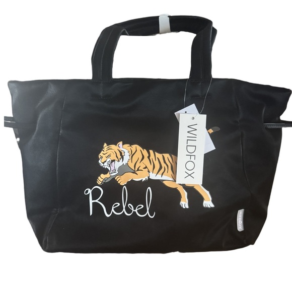 Wildfox Handbags - New Wildfox Black Rebel Tiger Zipper Tote Bag
